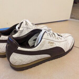 Puma Roma Leather Sneakers White & Brown Size 10